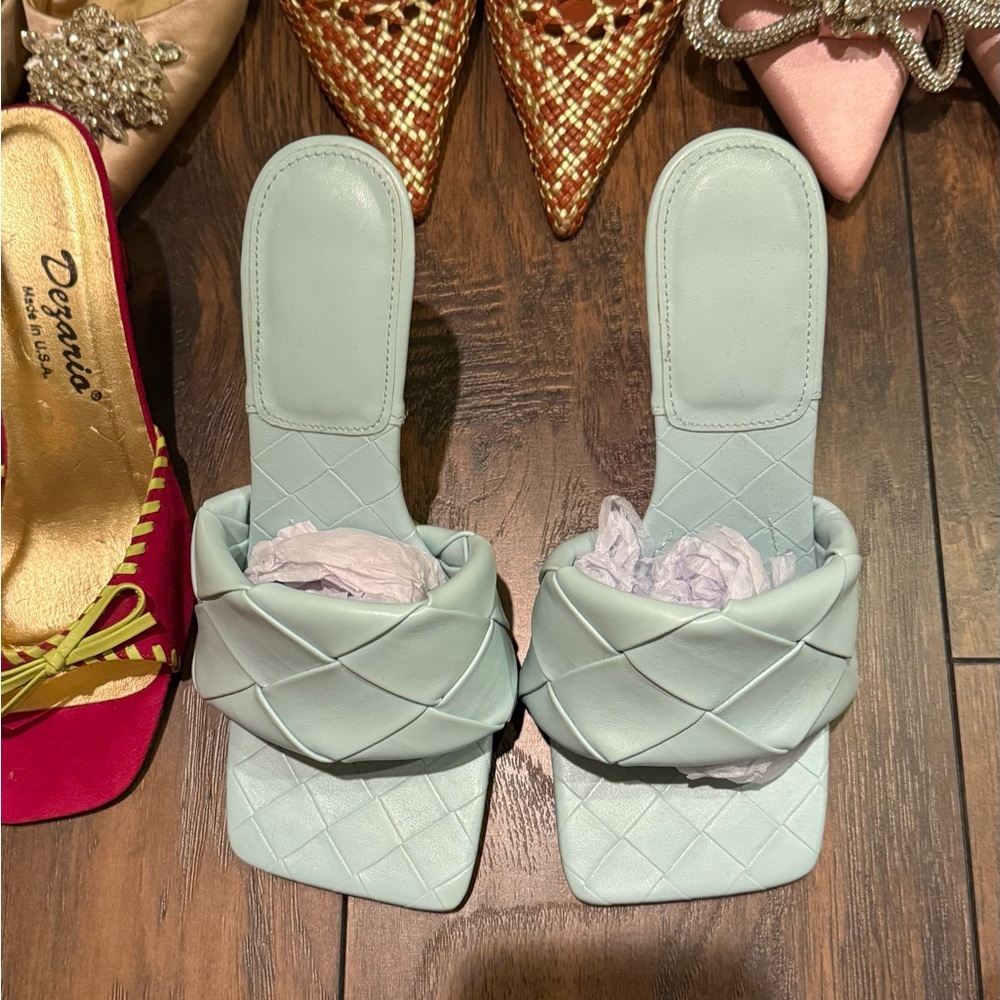 Women's Light Blue Quilted Sandals